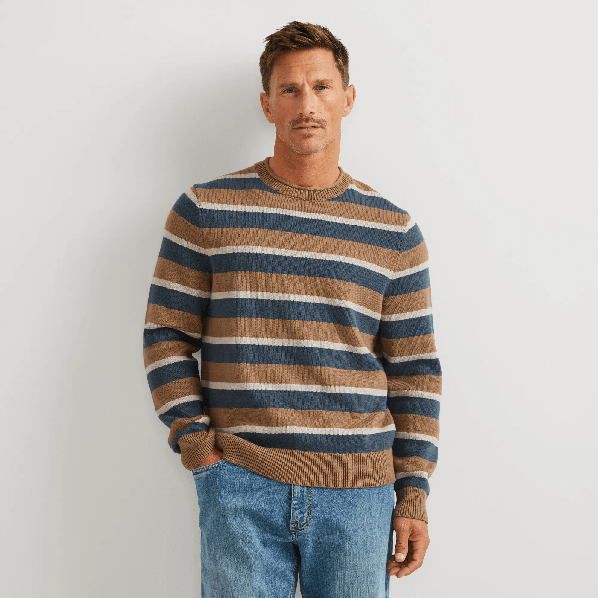 Men's Classic Roll Neck Sweater - Stripe