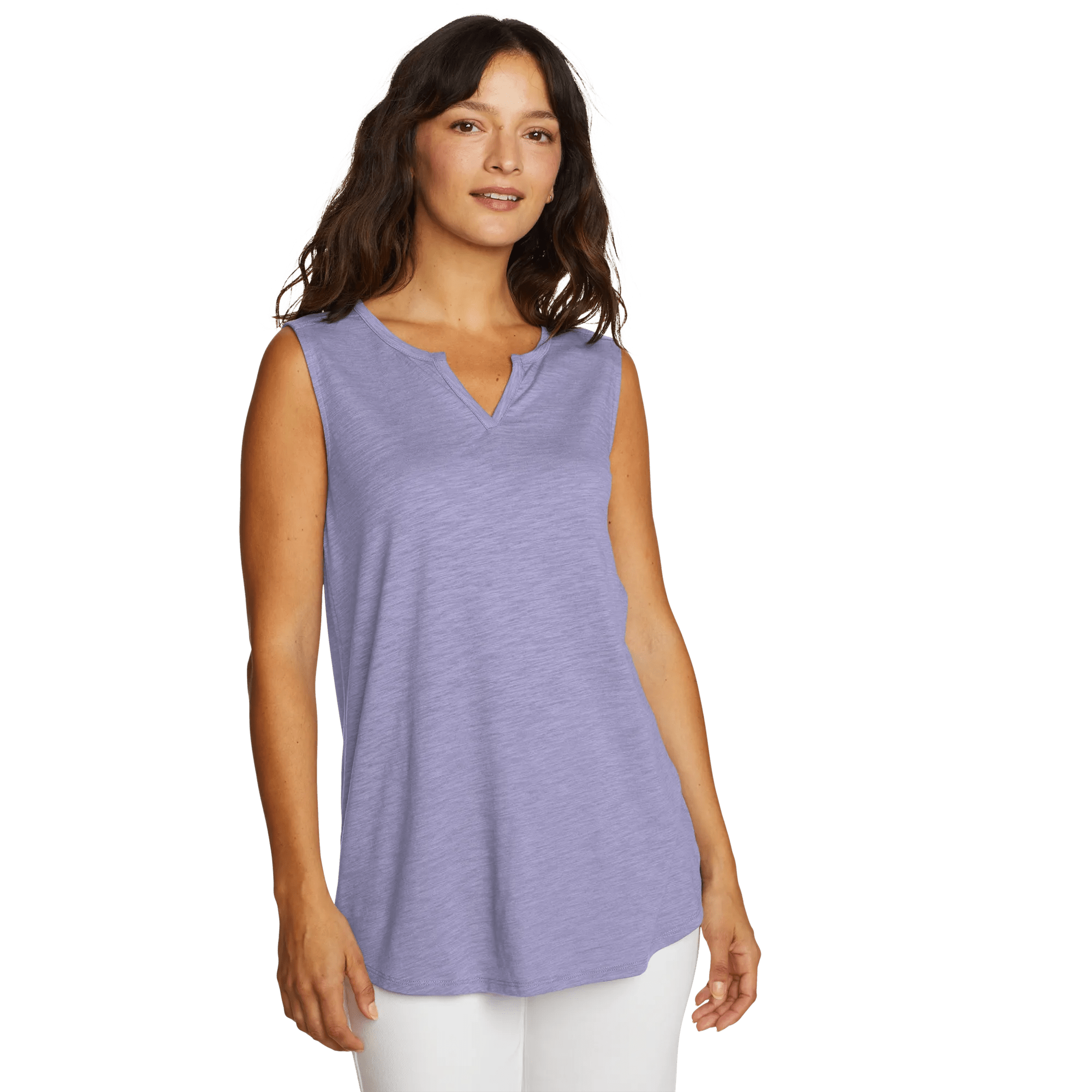 Women's Gate Check Sleeveless Split-Neck Tunic