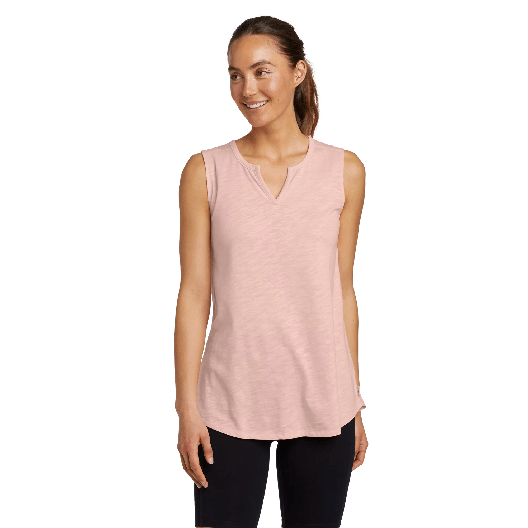 Women's Gate Check Sleeveless Split-Neck Tunic