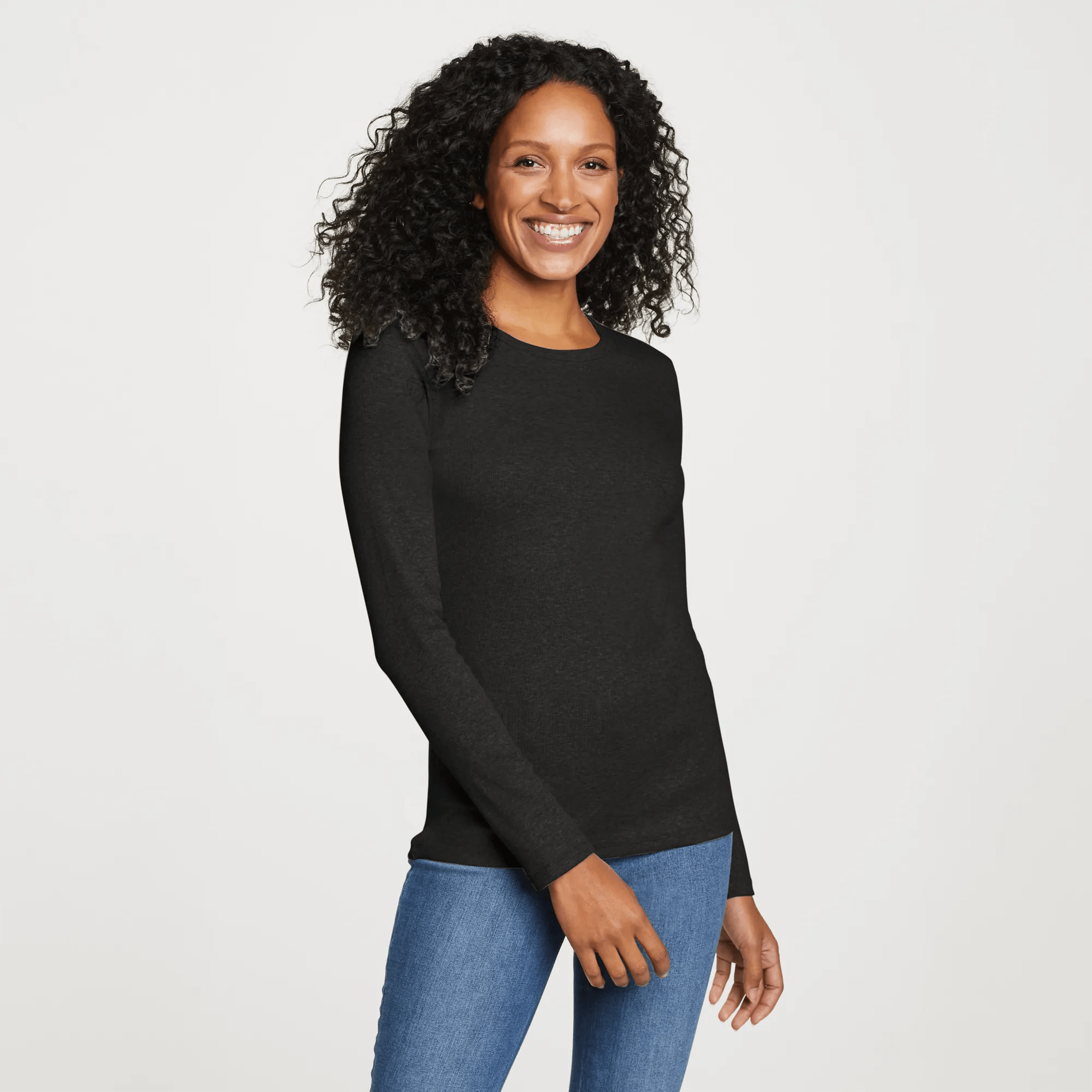 Women's Essentials Ribbed Crew Long-Sleeve Shirt