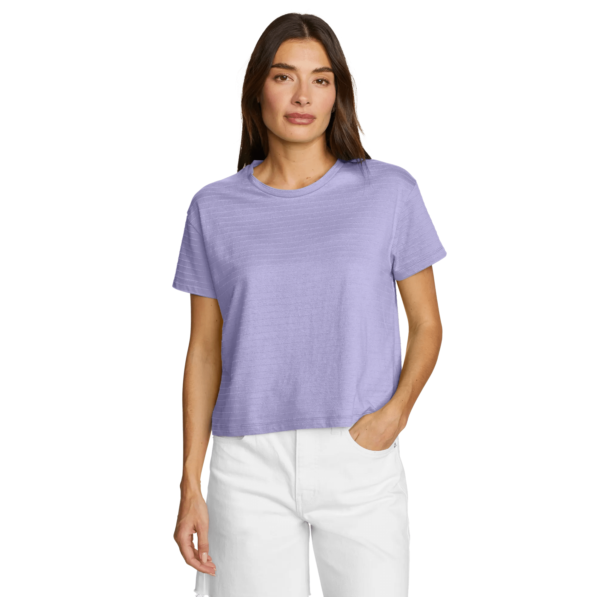 Women's Jacquard Ripple Short-Sleeve Crew