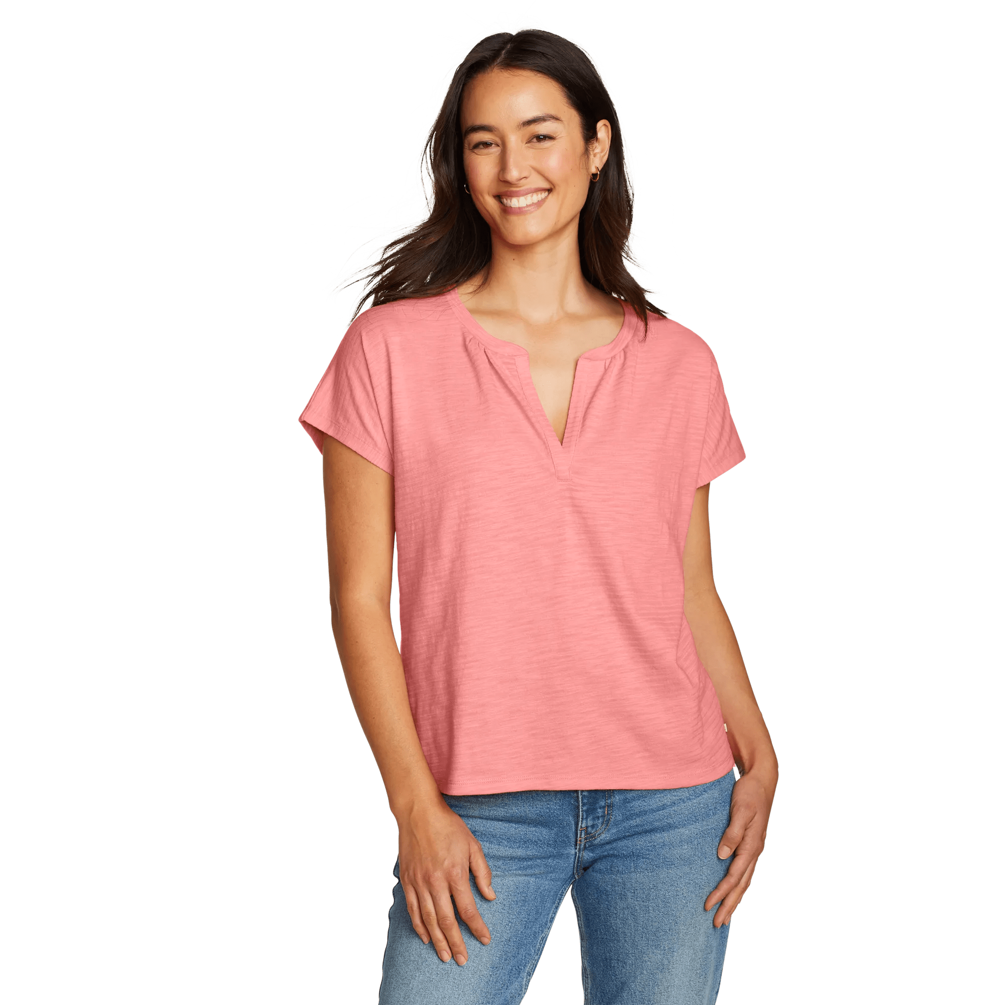 Women's Sunny Slub-Texture Notch Neck Top