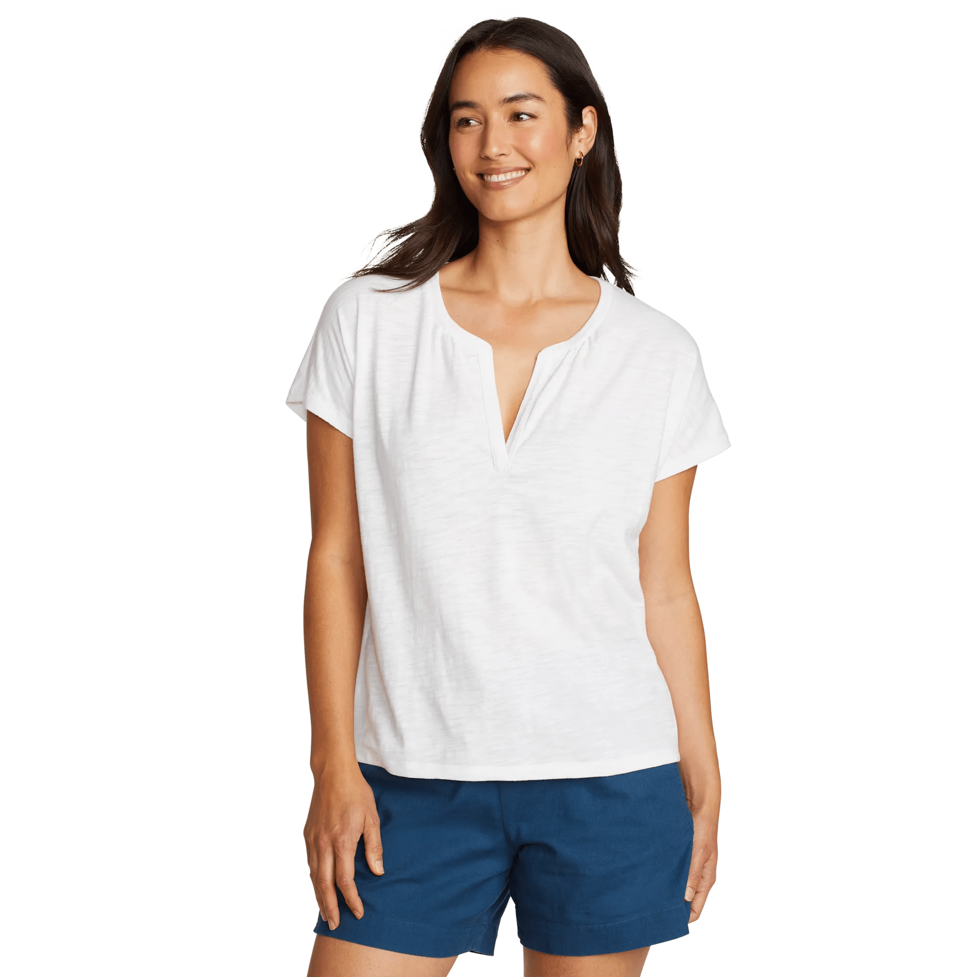 Women's Sunny Slub-Texture Notch Neck Top