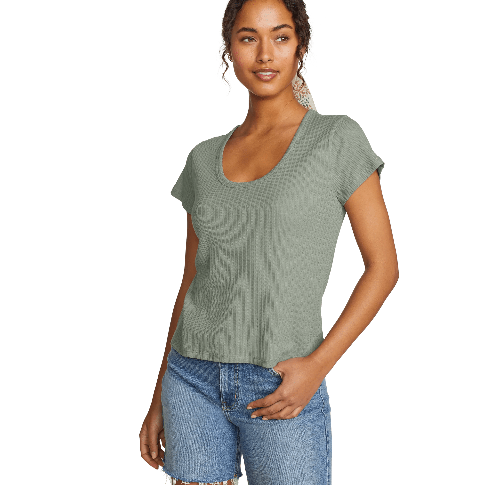 Women's Seaside Ribbed Scoop Neck T-Shirt