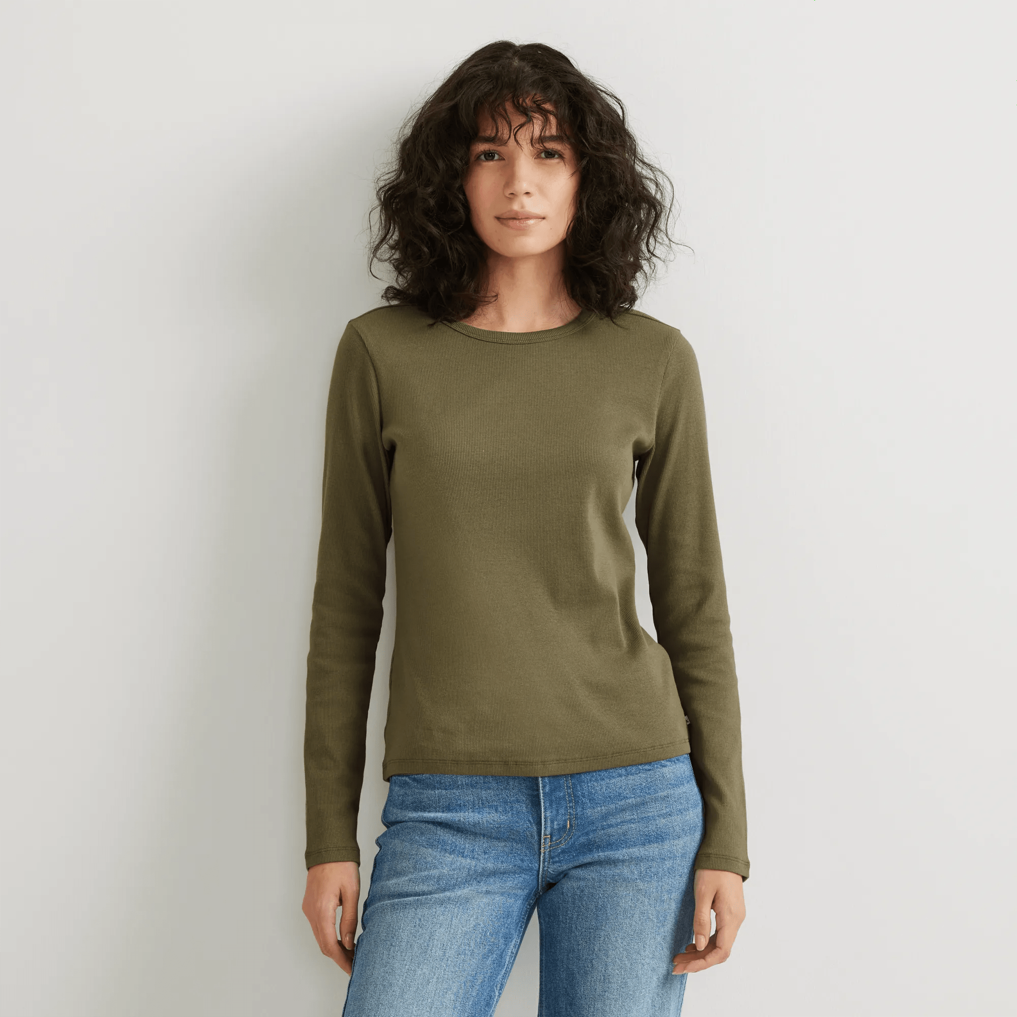 Women's Essential Ribbed Long-Sleeve Layering T-Shirt
