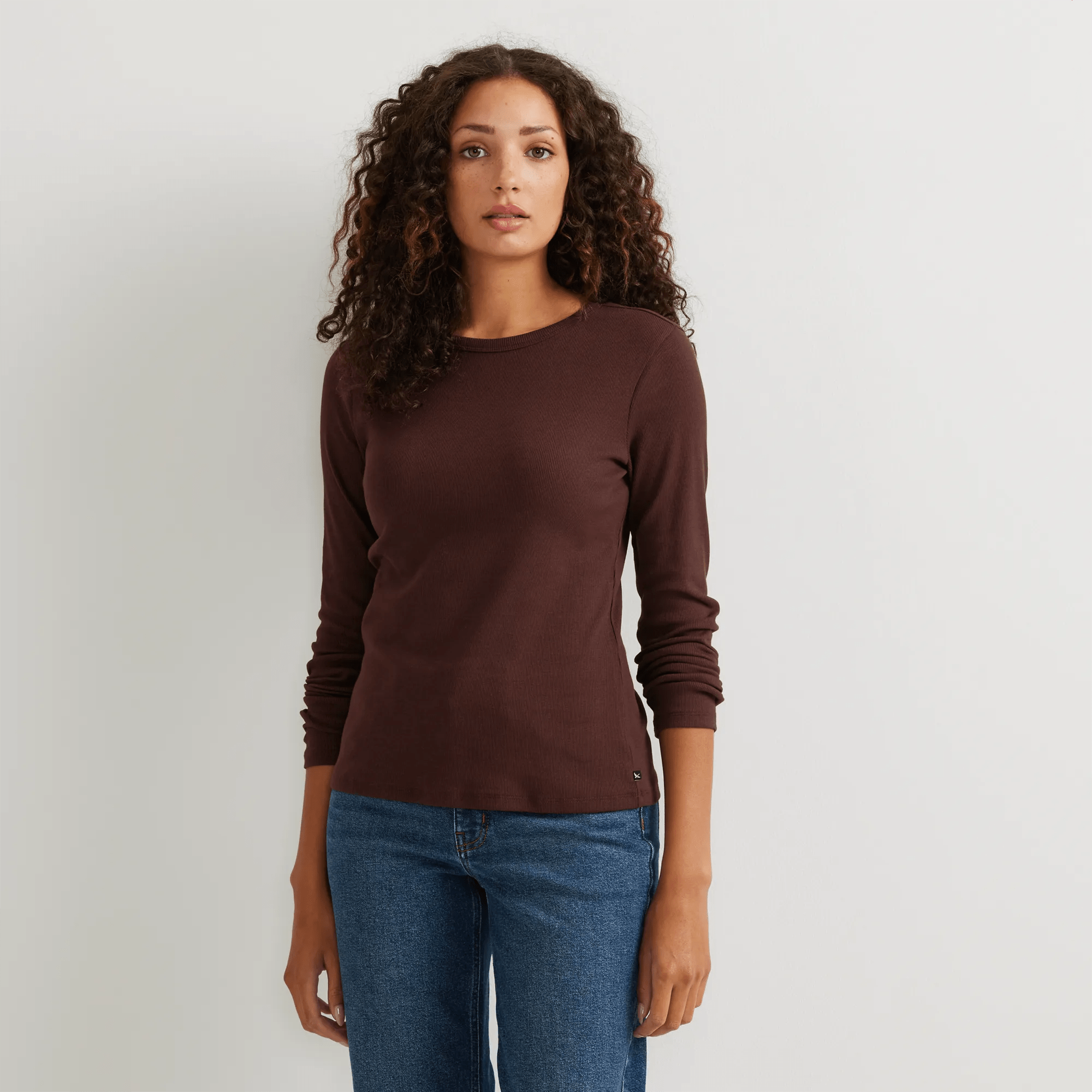 Women's Essential Ribbed Long-Sleeve Layering T-Shirt