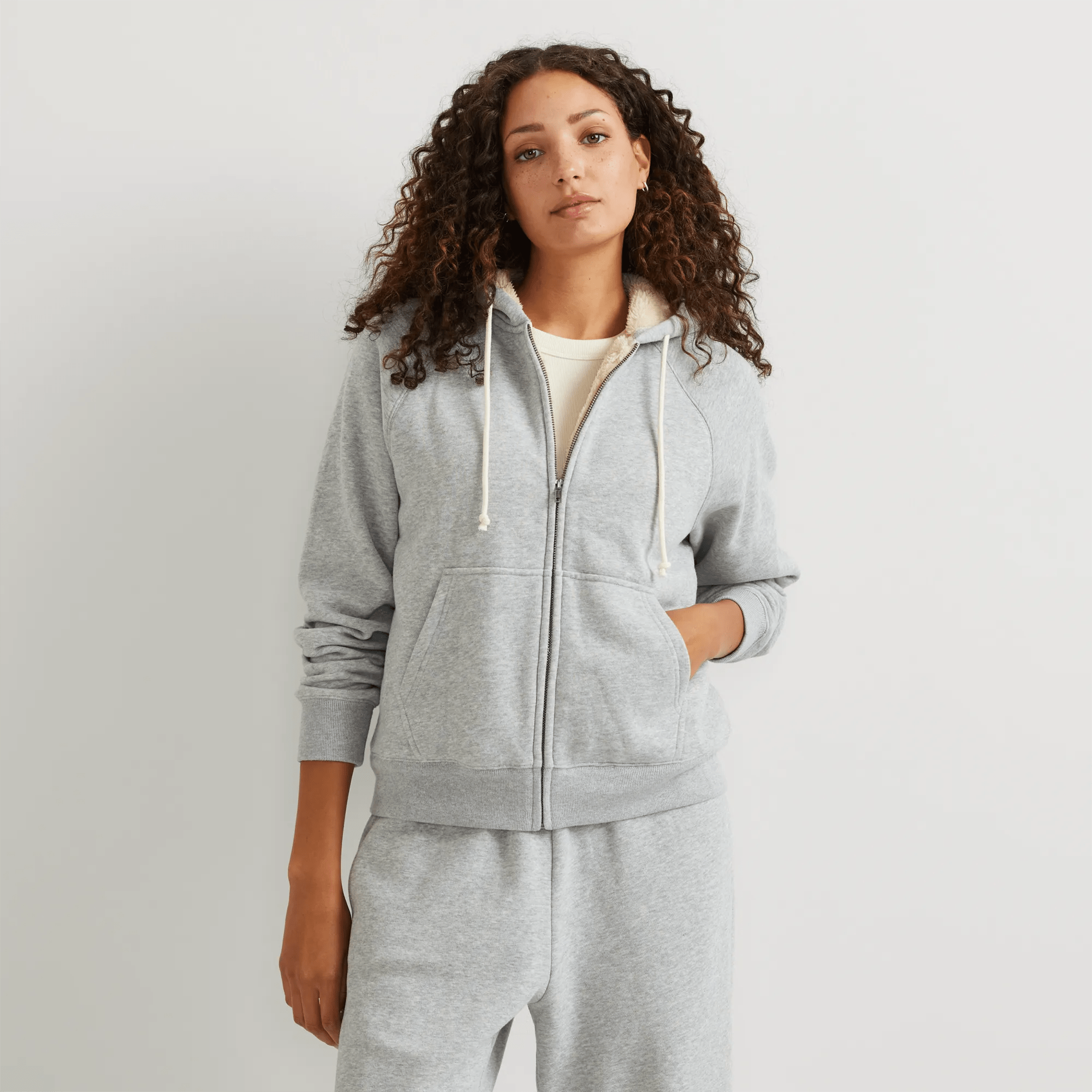 Women's Vintage Soft Faux Shearling-Lined Full-Zip Hoodie