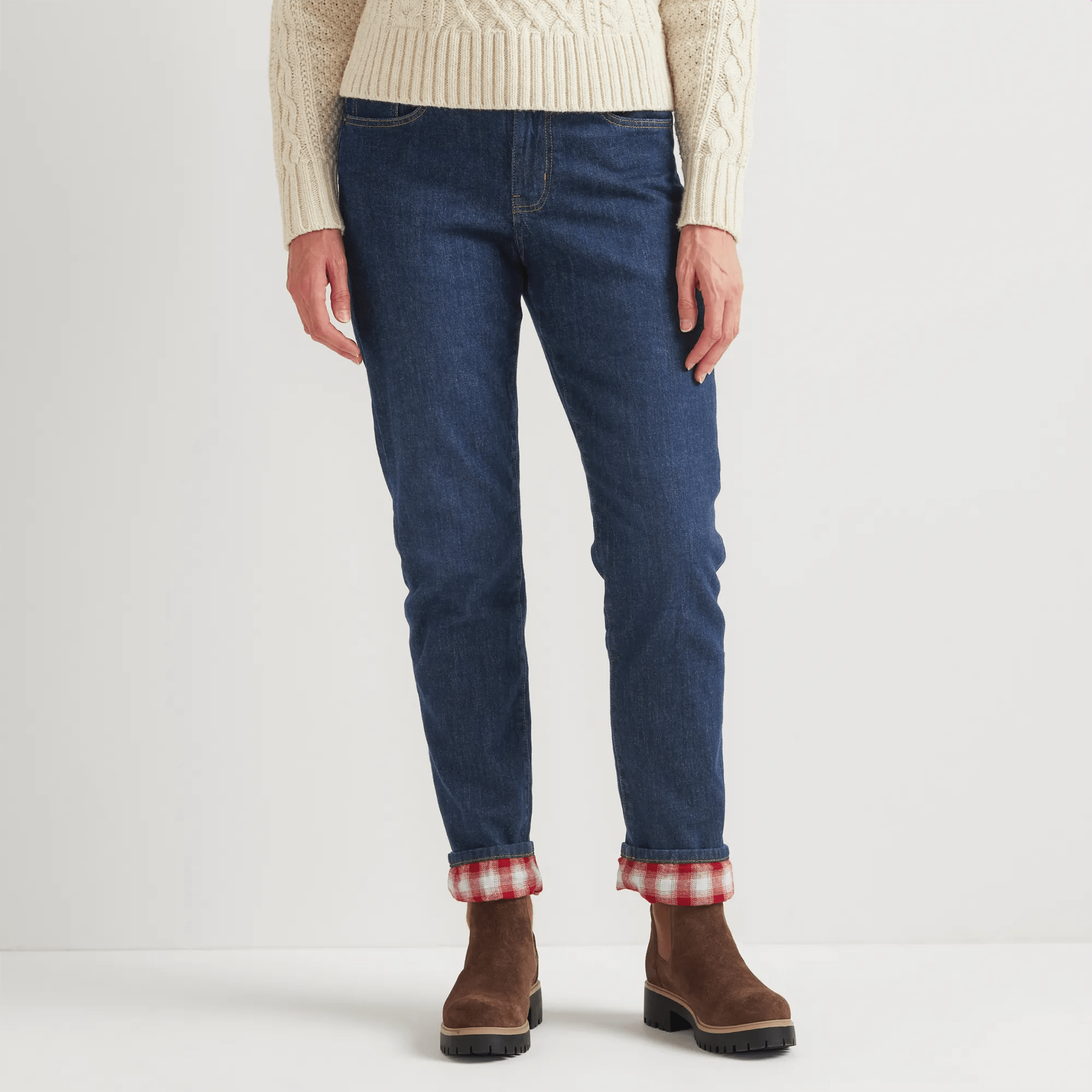 Women's Boyfriend Flannel-Lined Straight Leg Jeans