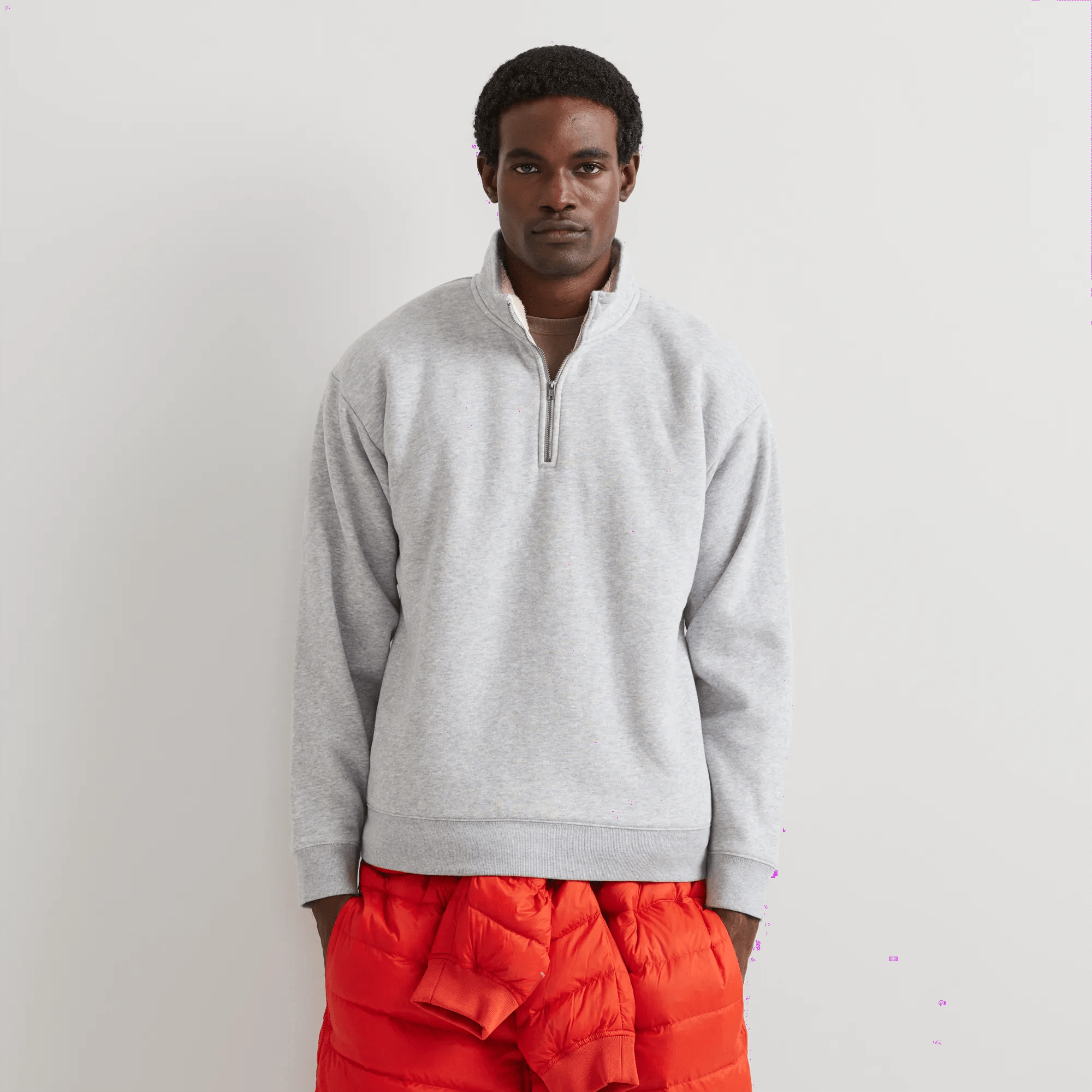 Men's Vintage Soft Faux Shearling-Lined 1/4-Zip Sweatshirt